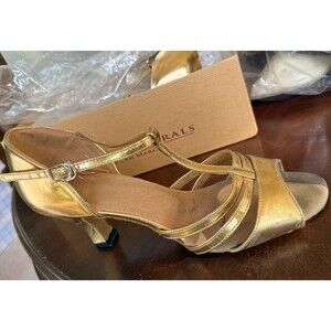 DANCE Shoes Gold Ballroom Shoe Tango size 8 1/2 West Coast Swing Latin